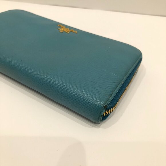 Prada Blue Zip Around Long Wallet Sku#84136 (Gently used) - Picture 6 of 15
